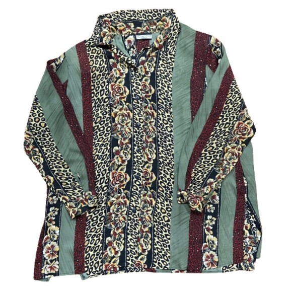 Notations Rayon Cotton Blend Leopard Print Vintage Blouse Women's Size 2XL - Picture 8 of 8